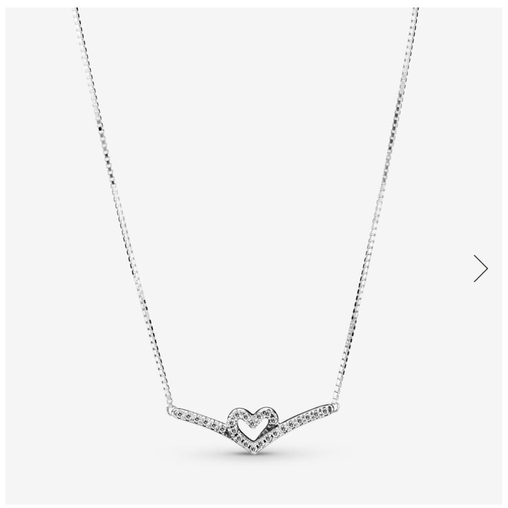 Pandora Sparkling Wishbone Heart Collier Necklace